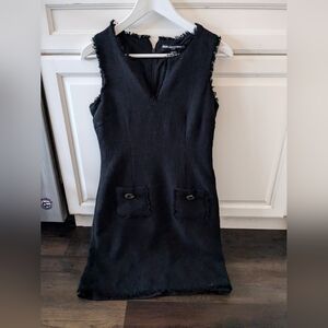 Beautiful Karl Lagerfeld Paris French tonal tweed textured black dress size 6